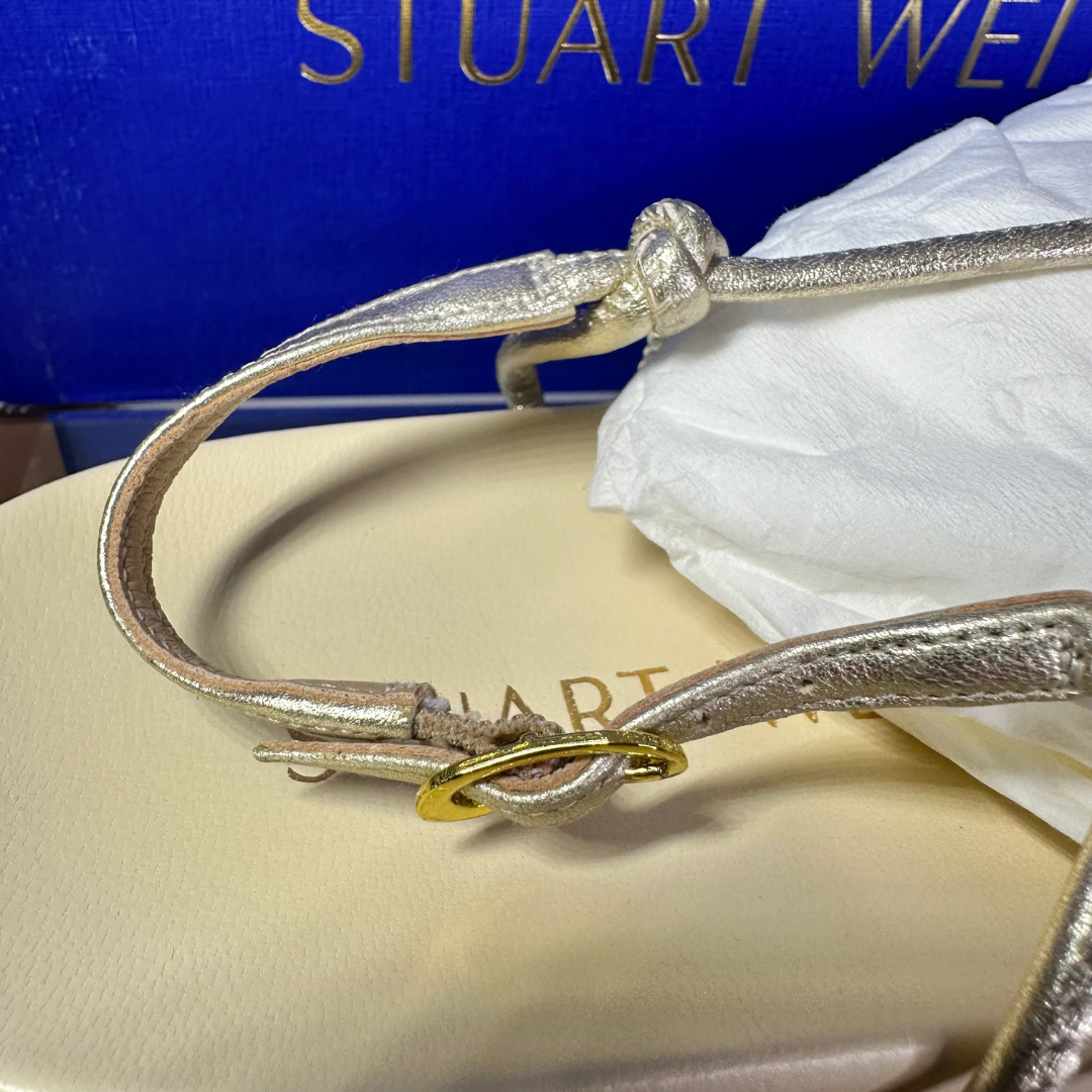Stuart Weitzman Women's Pearl Knot Demi Wedge Thong Sandals Size 9