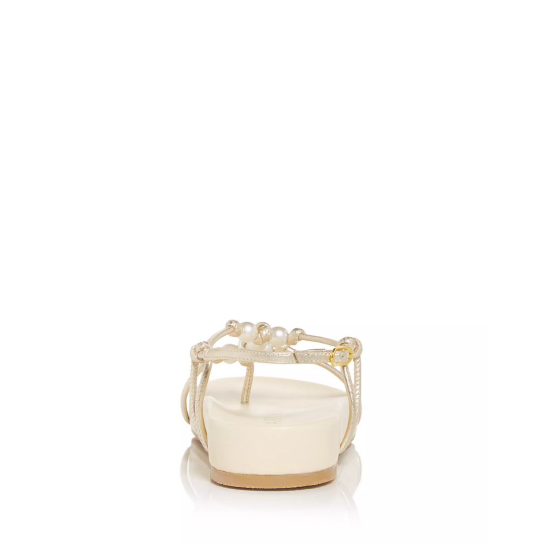 Stuart Weitzman Women's Pearl Knot Demi Wedge Thong Sandals Size 9