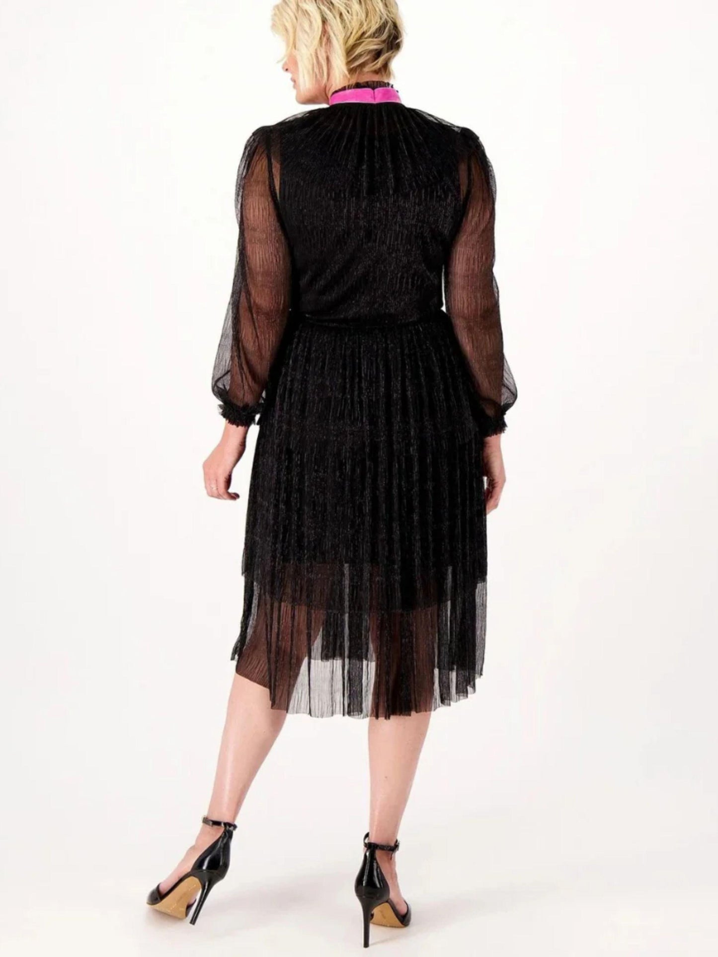 Studio Park X Shawn Killinger Metallic Pleated Tiered Dress Women's Size 2X