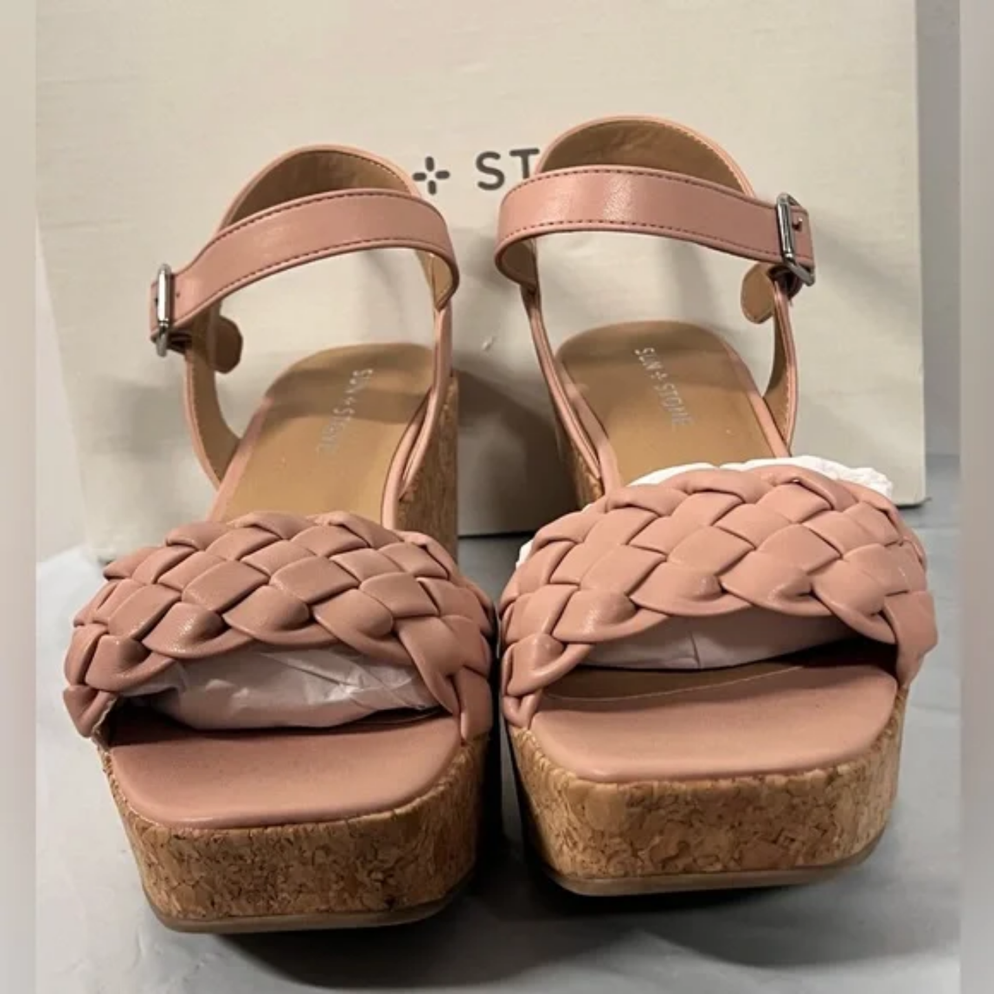 Sun + Stone Allvina Woven Wedge Sandals Women's Size 8.5 Blush