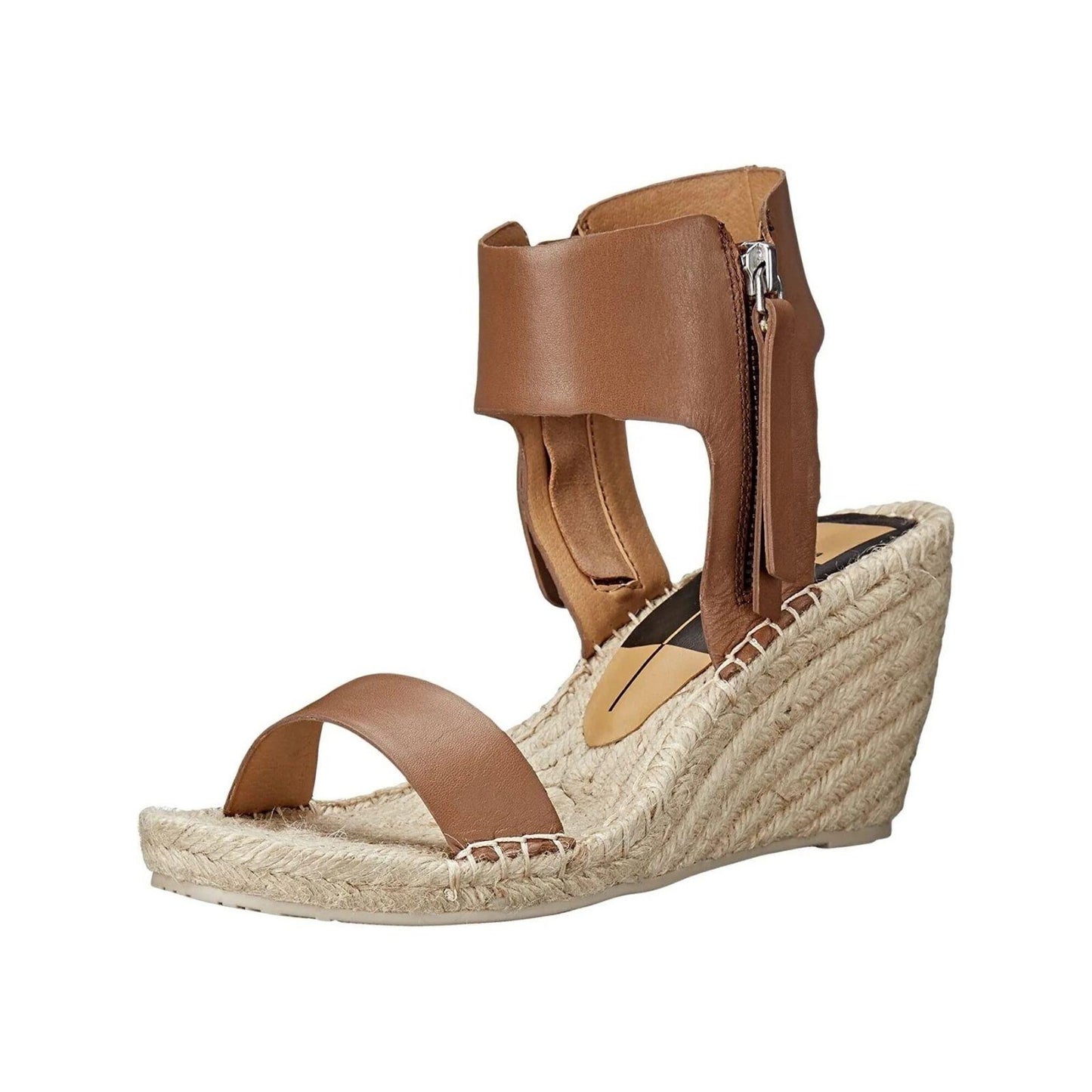 Sz. 8 Dolce Vita Gisele Sandals Size 8 Women's Wedge Espadrilles Leather Caramel