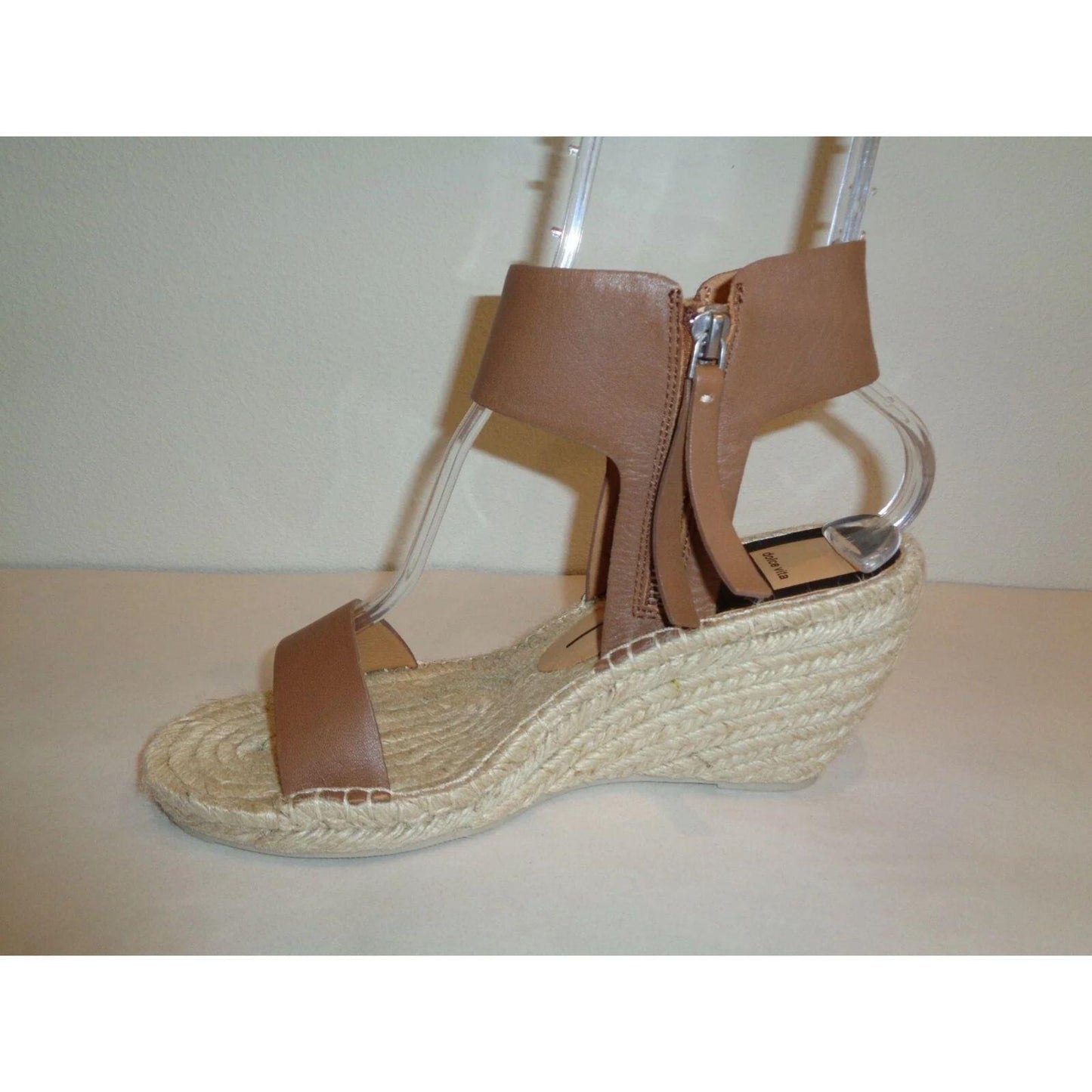 Sz. 8 Dolce Vita Gisele Sandals Size 8 Women's Wedge Espadrilles Leather Caramel