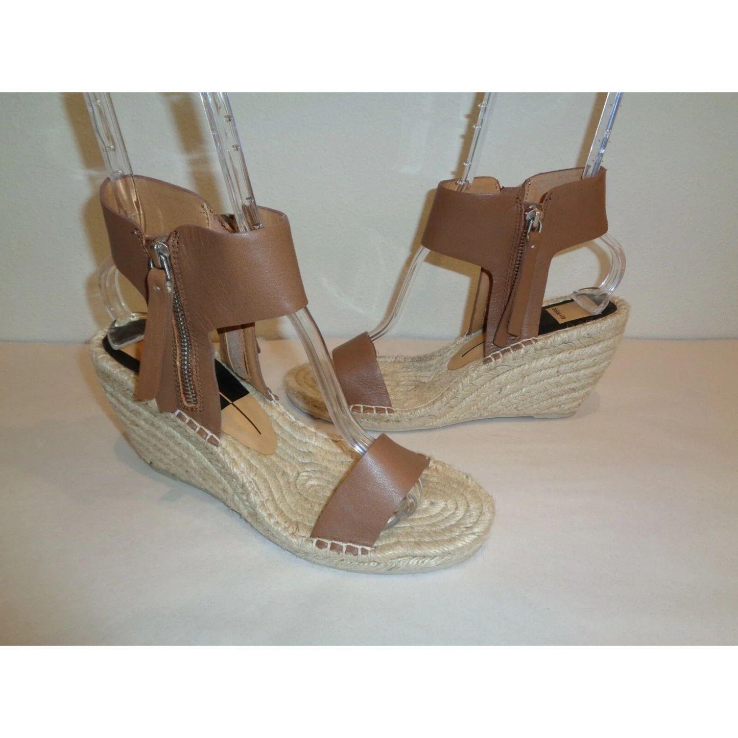 Sz. 8 Dolce Vita Gisele Sandals Size 8 Women's Wedge Espadrilles Leather Caramel