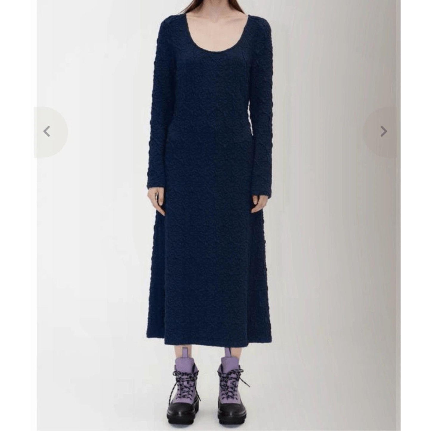 Stine Goya Orchid Midi Dress Women's Medium Navy Blue