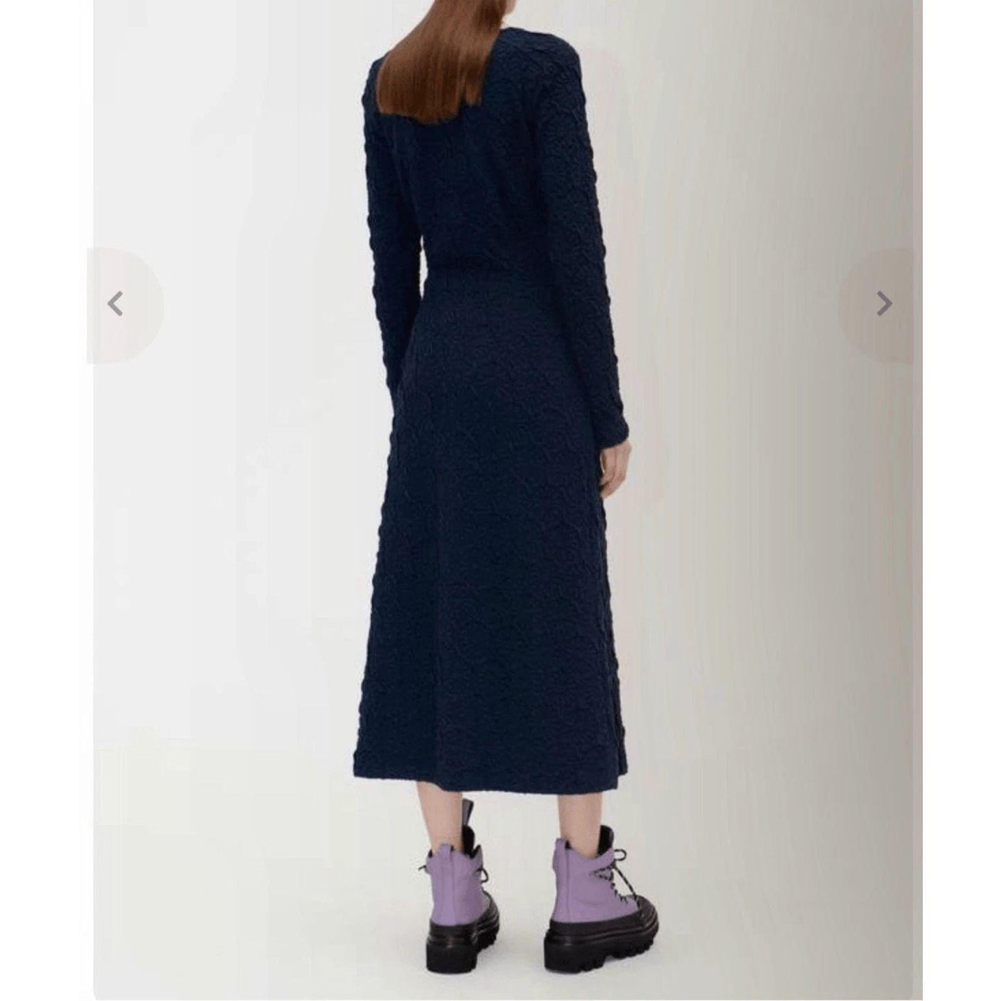 Stine Goya Orchid Midi Dress Women's Medium Navy Blue