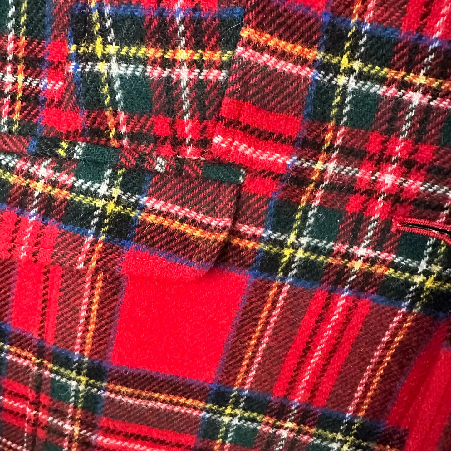 Close-up of a multi color plaid fabric pattern