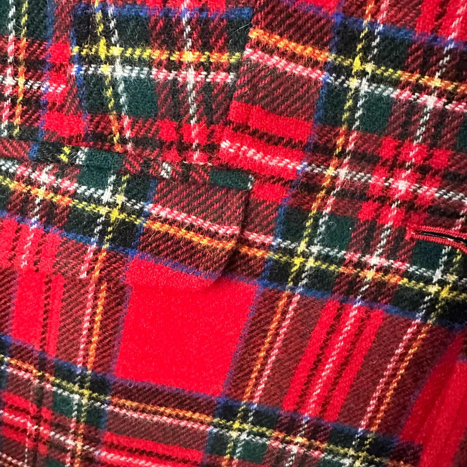 Close-up of a multi color plaid fabric pattern