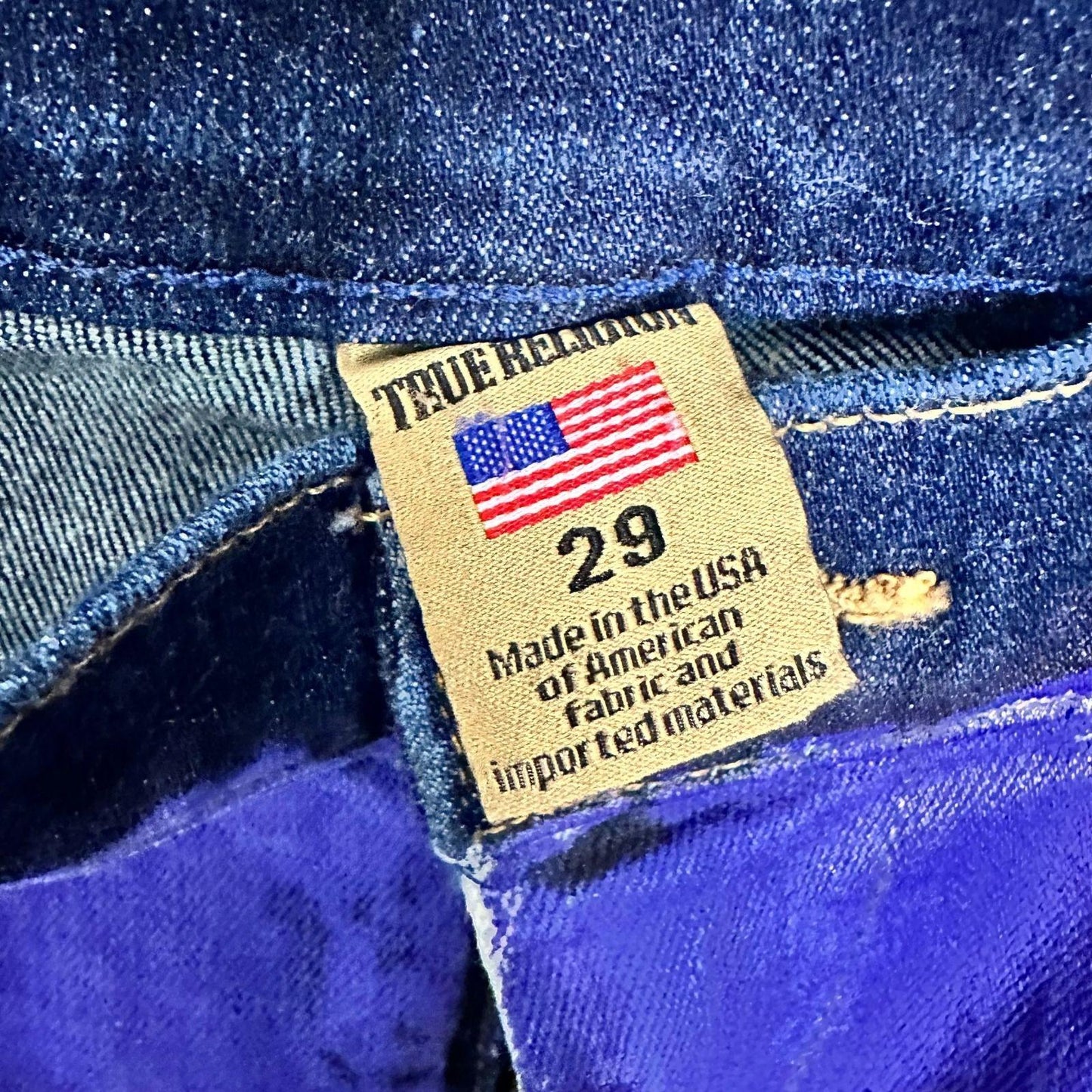 True Religion Jeans Women's Size 29 Hallie Mid Rise Super Skinny Painted USA Made Limited Production