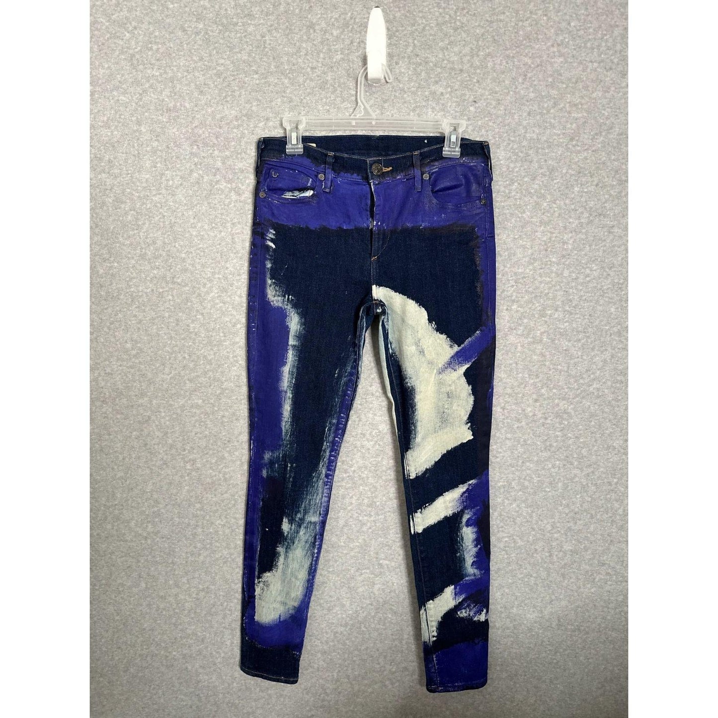 True Religion Jeans Women's Size 29 Hallie Mid Rise Super Skinny Painted USA Made Limited Production