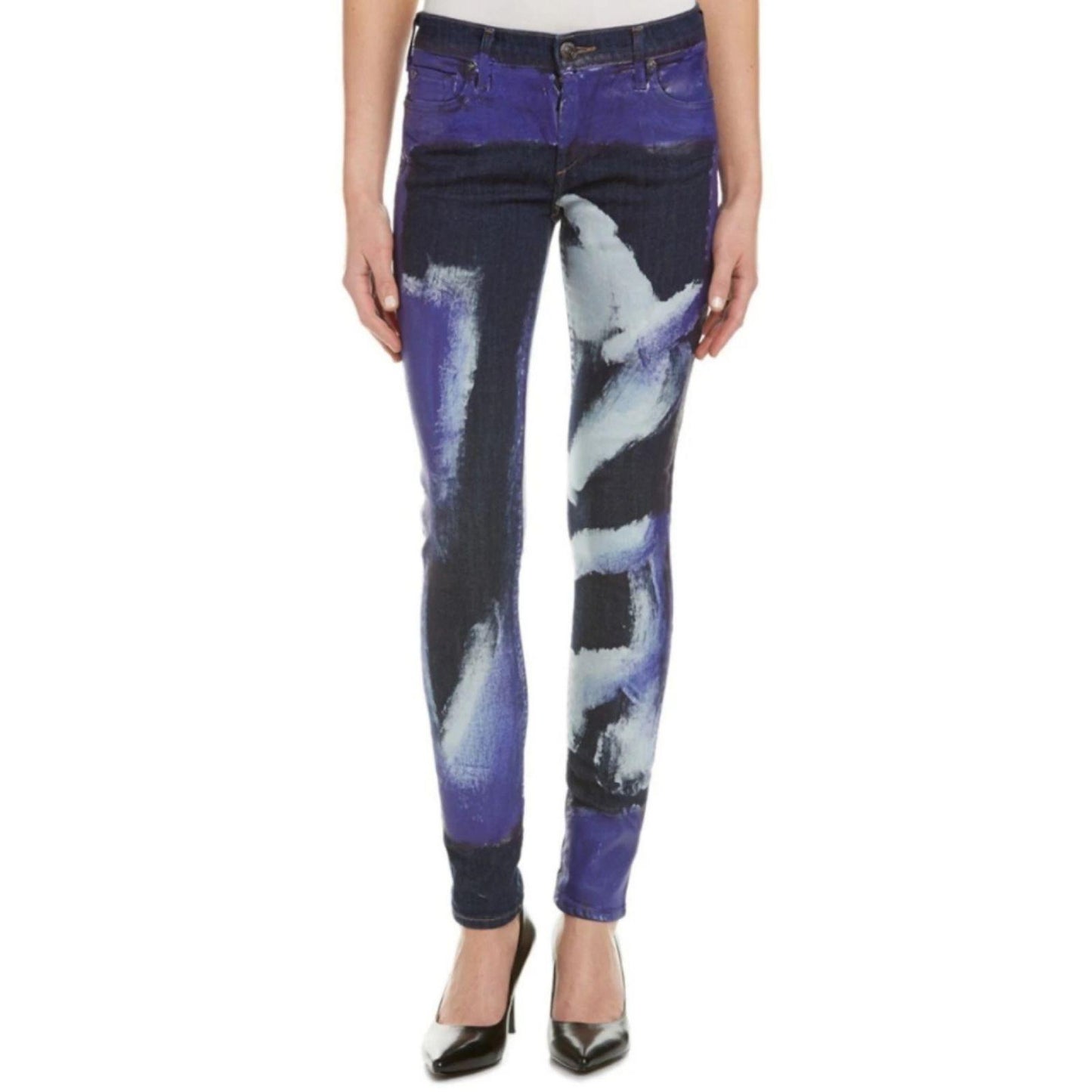 True Religion Jeans Women's Size 29 Hallie Mid Rise Super Skinny Painted USA Made Limited Production