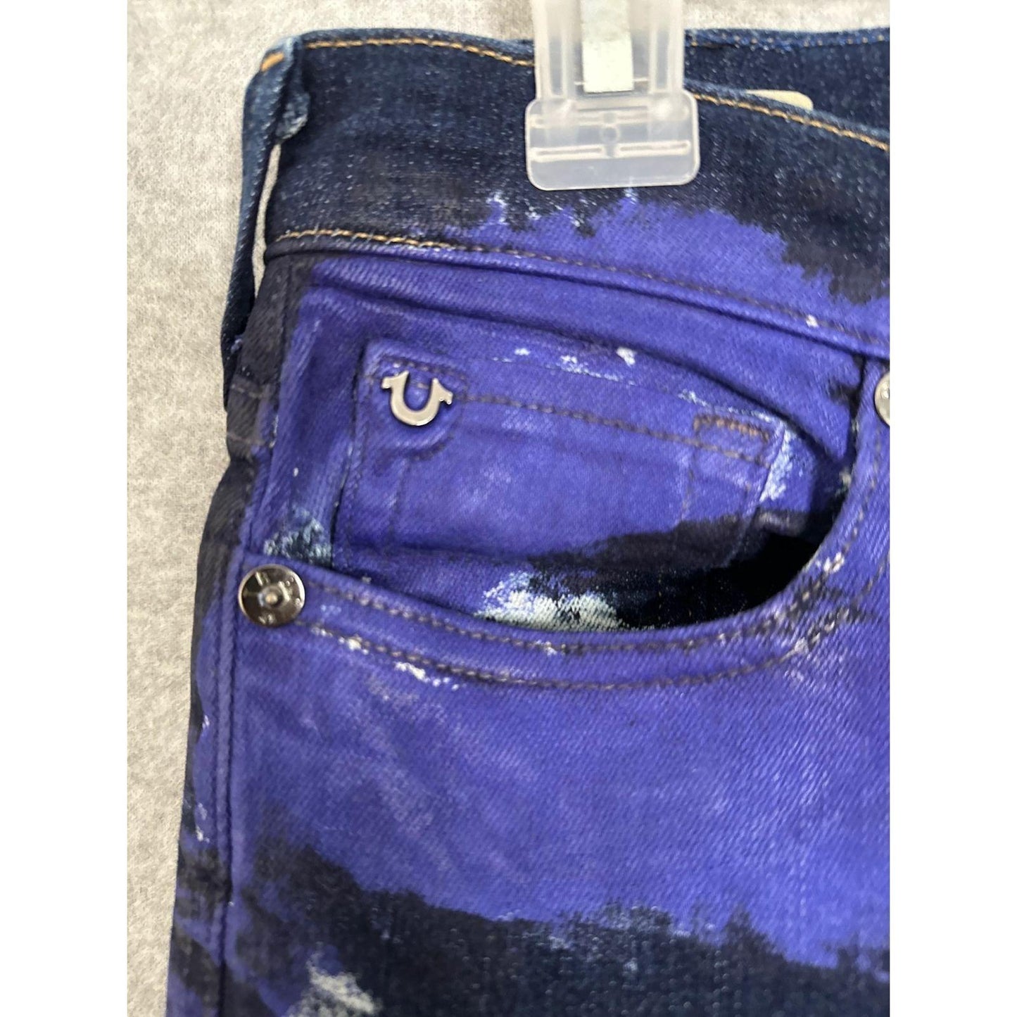 True Religion Jeans Women's Size 29 Hallie Mid Rise Super Skinny Painted USA Made Limited Production