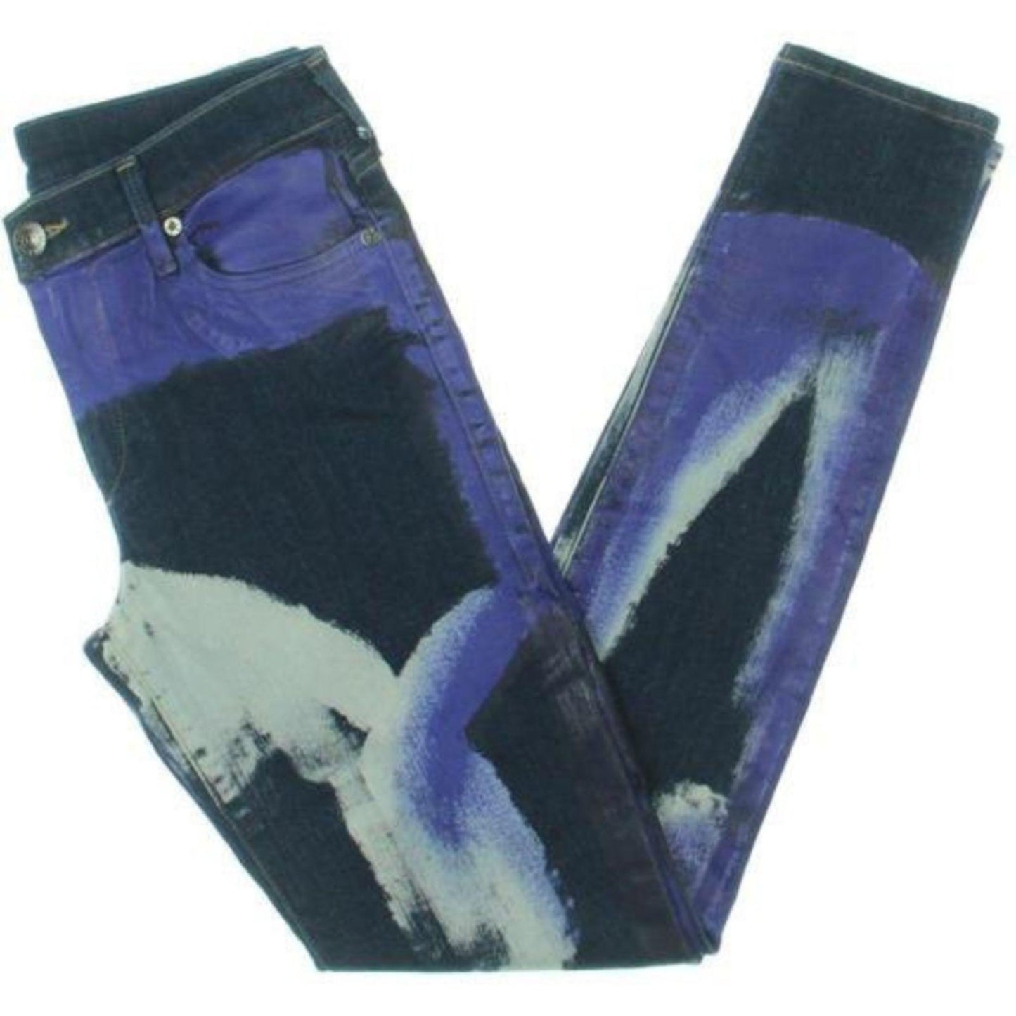 True Religion Jeans Women's Size 29 Hallie Mid Rise Super Skinny Painted USA Made Limited Production