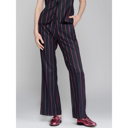 Vilagallo Diplomatic Trousers Size 10 Navy Pink Stripe | Women's