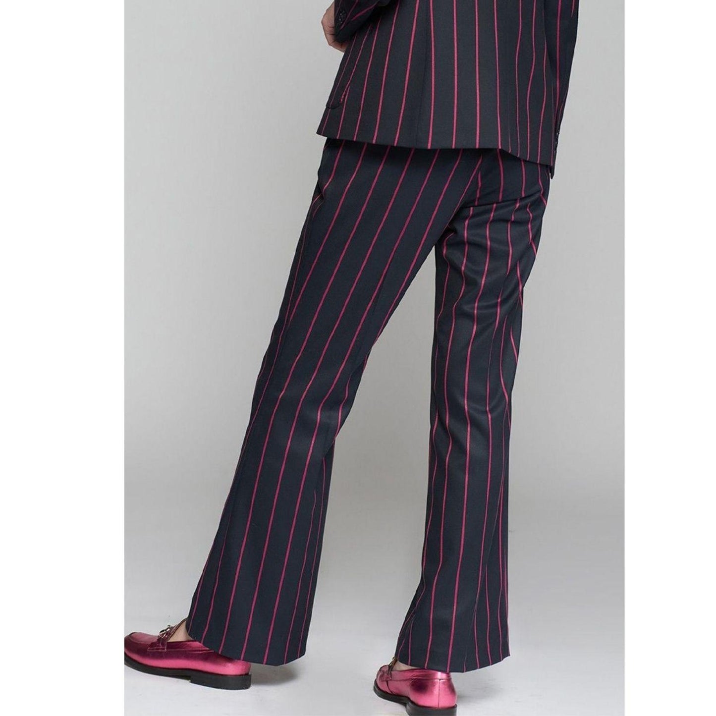 Vilagallo Diplomatic Trousers Size 10 Navy Pink Stripe | Women's