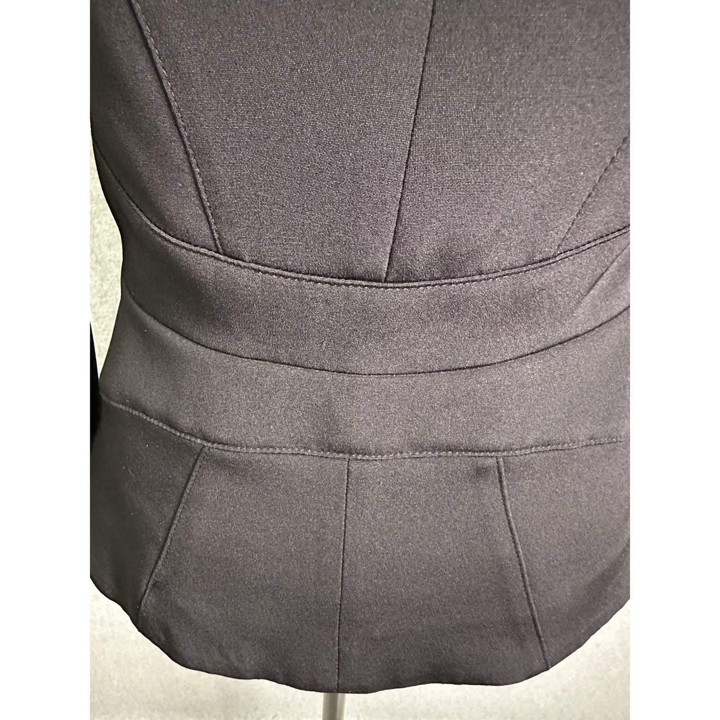 Escada Silk Blazer Black Tuxedo Jacket Jeweled Brooch Button Closure Fitted Waist Size EU 34 US 4