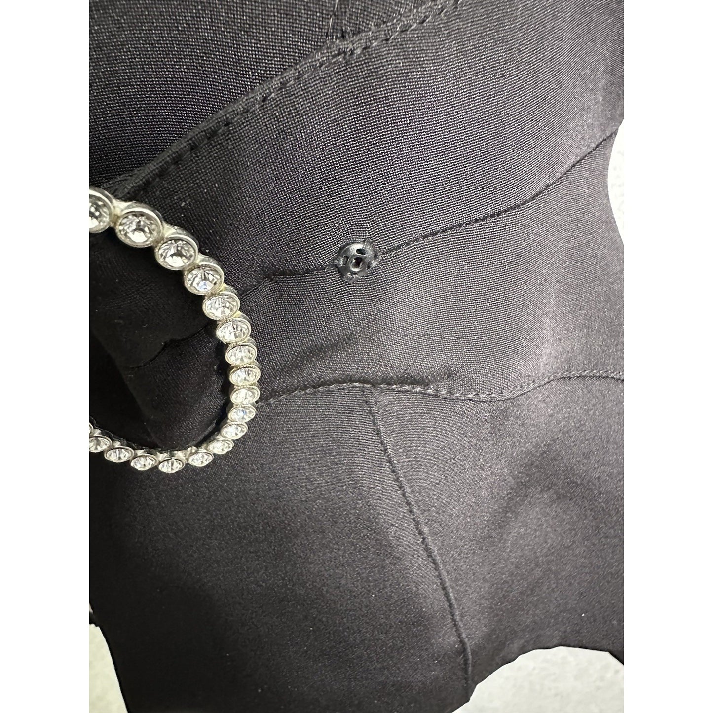 Escada Silk Blazer Black Tuxedo Jacket Jeweled Brooch Button Closure Fitted Waist Size EU 34 US 4