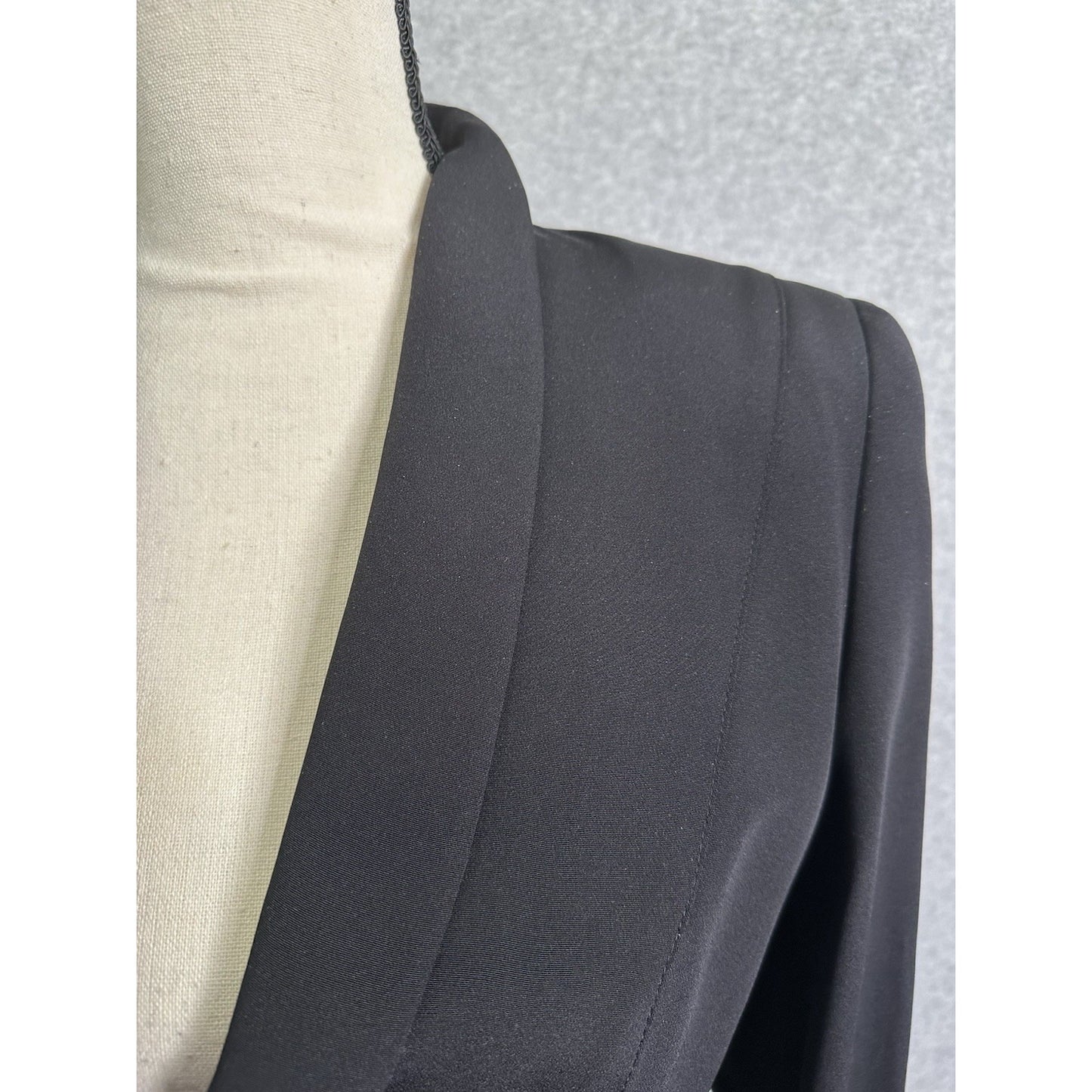 Escada Silk Blazer Black Tuxedo Jacket Jeweled Brooch Button Closure Fitted Waist Size EU 34 US 4