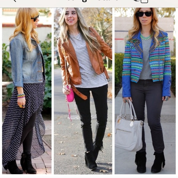 Sam Edelman Louie Ankle Boots Women's Size 9 Booties Black Suede Fringe Accent Almond Closed Toe