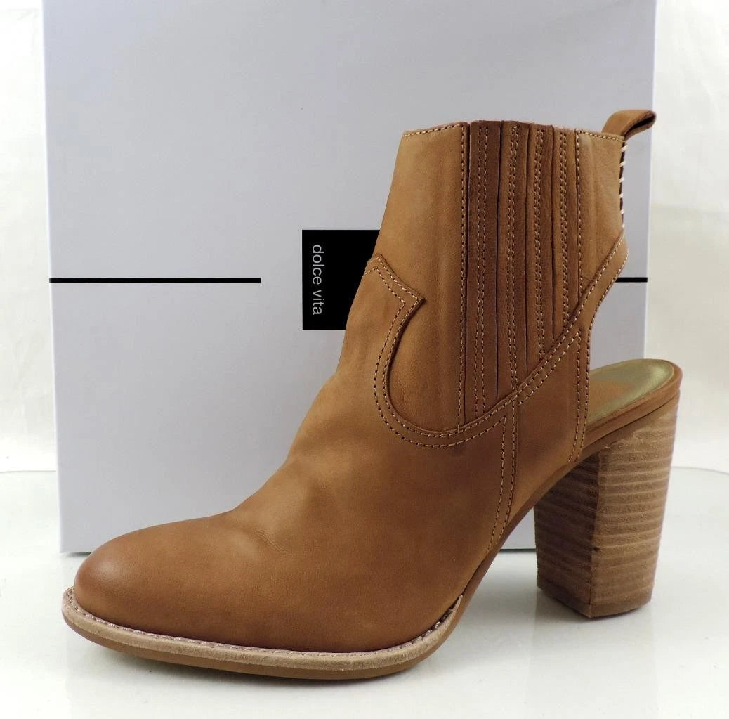 Dolce Vita Ankle Boots Women's Size 10 M Booties Nubuck Leather Stacked Open Heel