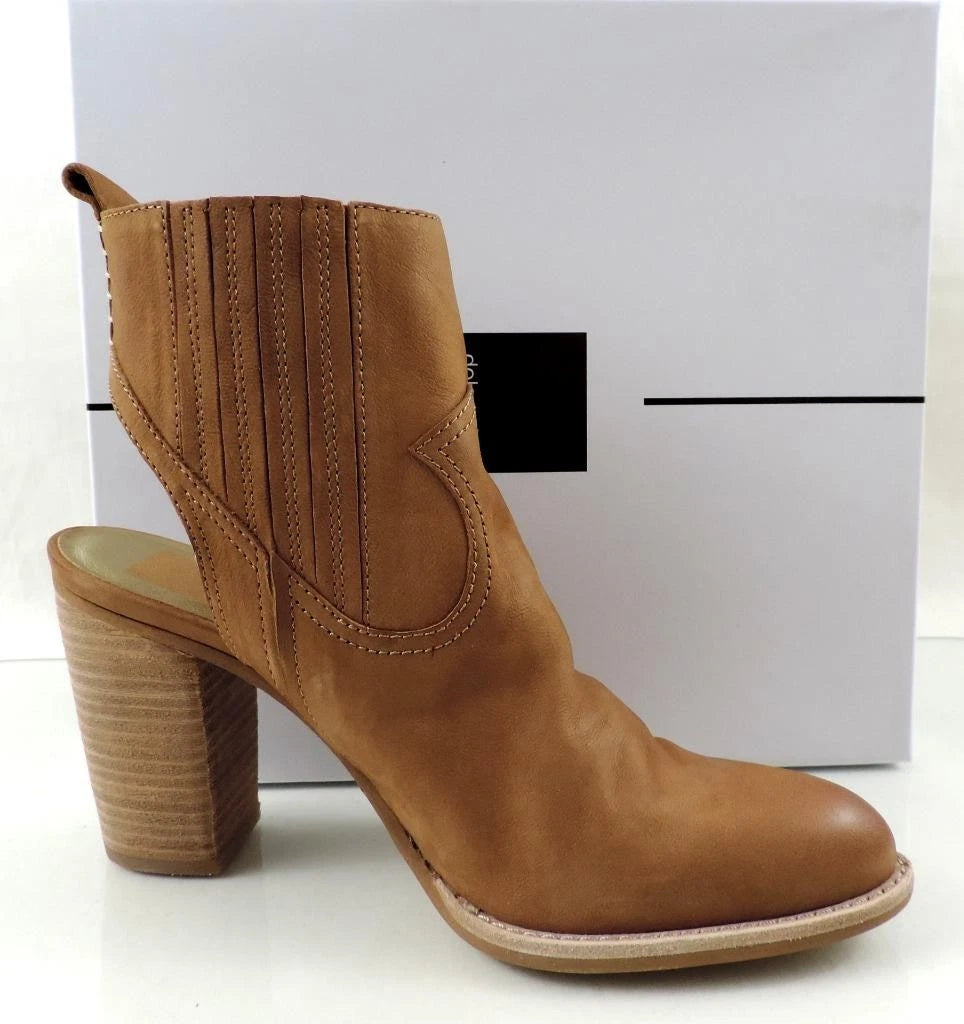 Dolce Vita Ankle Boots Women's Size 10 M Booties Nubuck Leather Stacked Open Heel