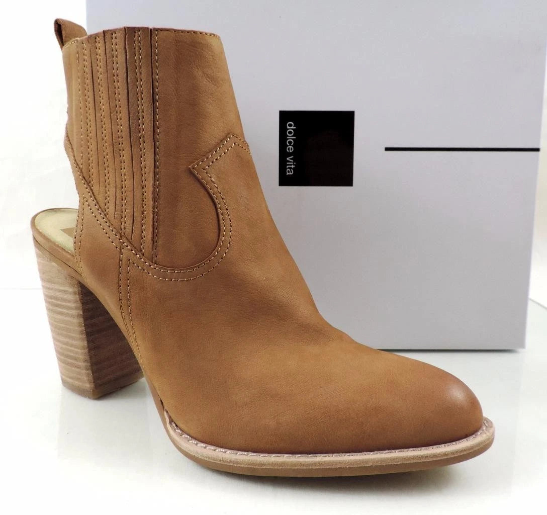Dolce Vita Ankle Boots Women's Size 10 M Booties Nubuck Leather Stacked Open Heel