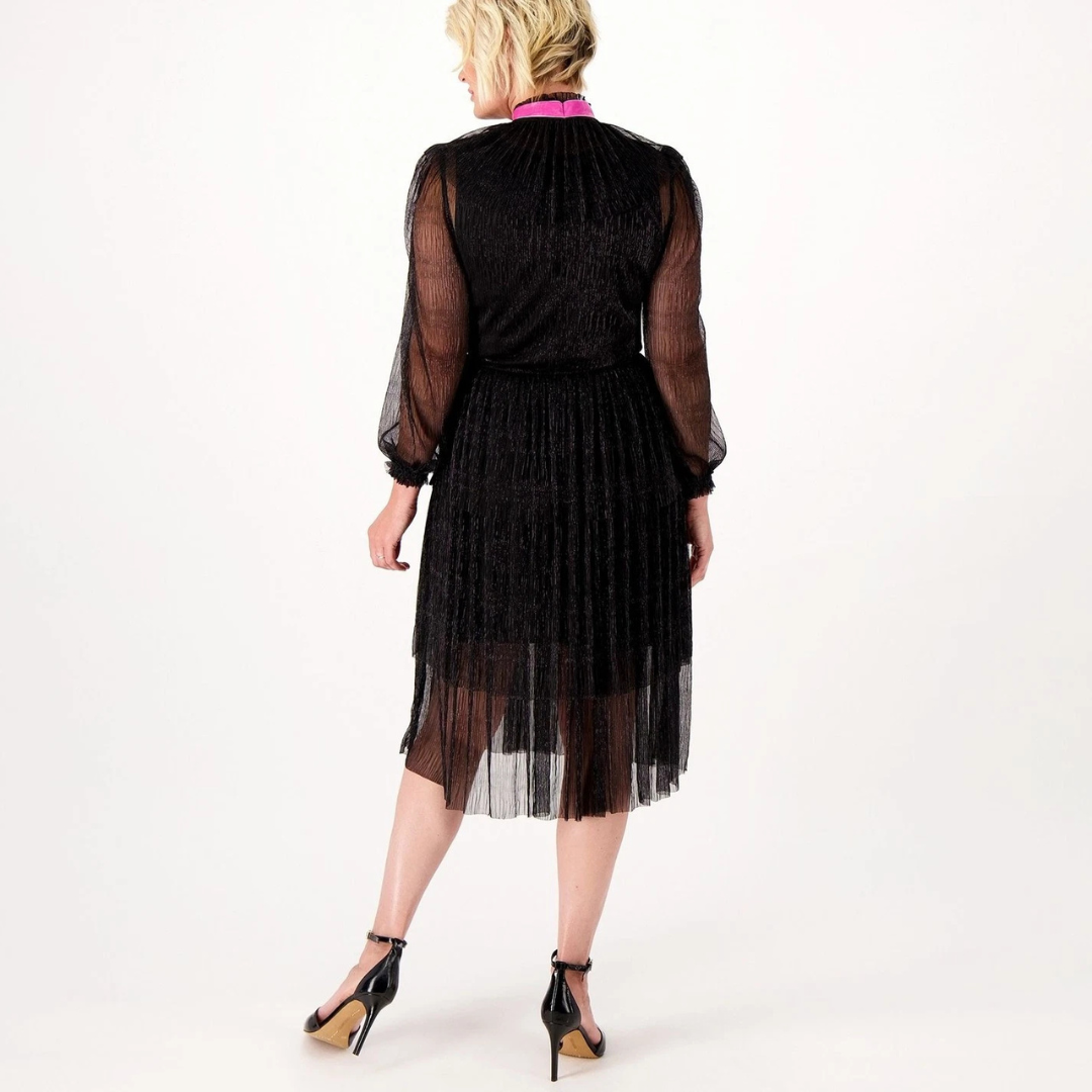 Studio Park X Shawn Killinger Metallic Pleated Tiered Dress Women's 2X