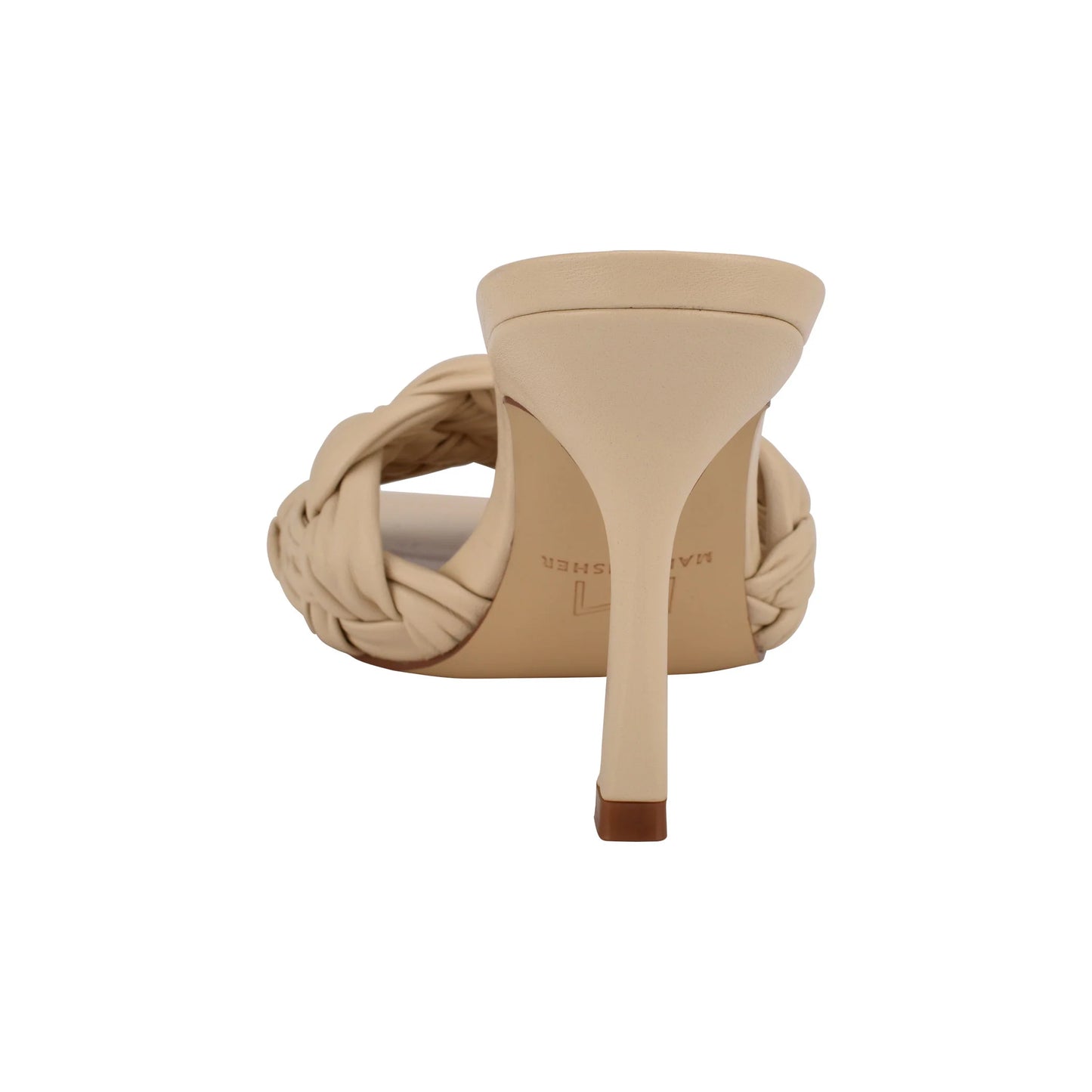 Marc Fisher High Heel Women's 9M Side Leather Sandal Black Draya Woven